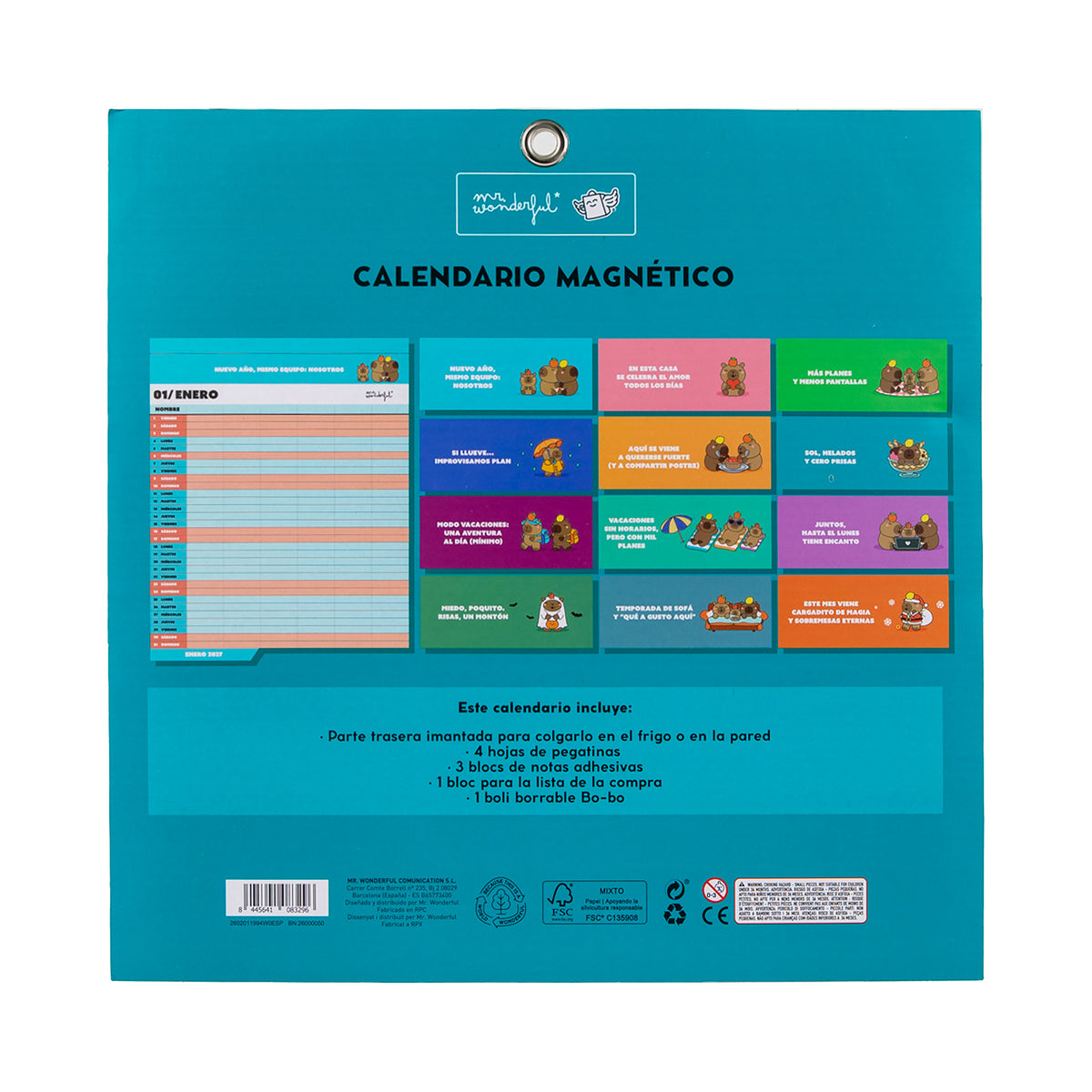 Calendario familiar 2027 con frases motivadoras  Mr. Wonderful 