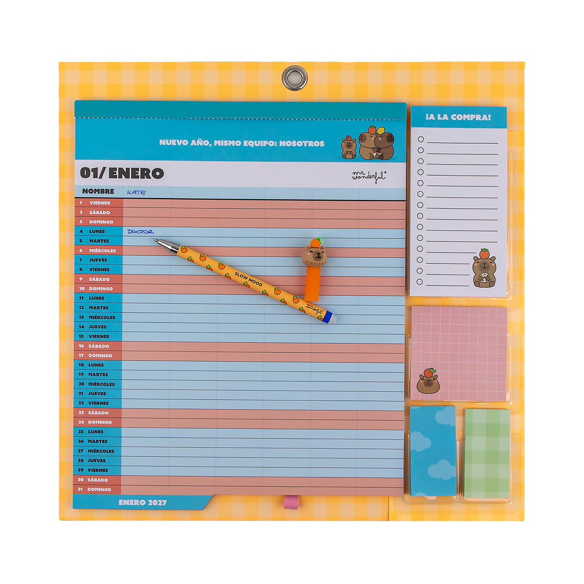 Calendario de pared familiar 2027 con capibaras | Mr. Wonderful 