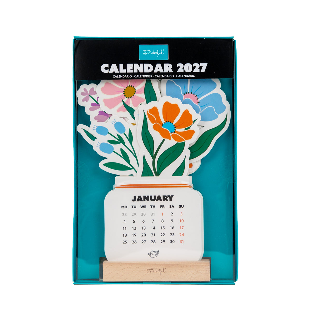 Calendario de sobremesa 2027 con peana Flores | Mr. Wonderful