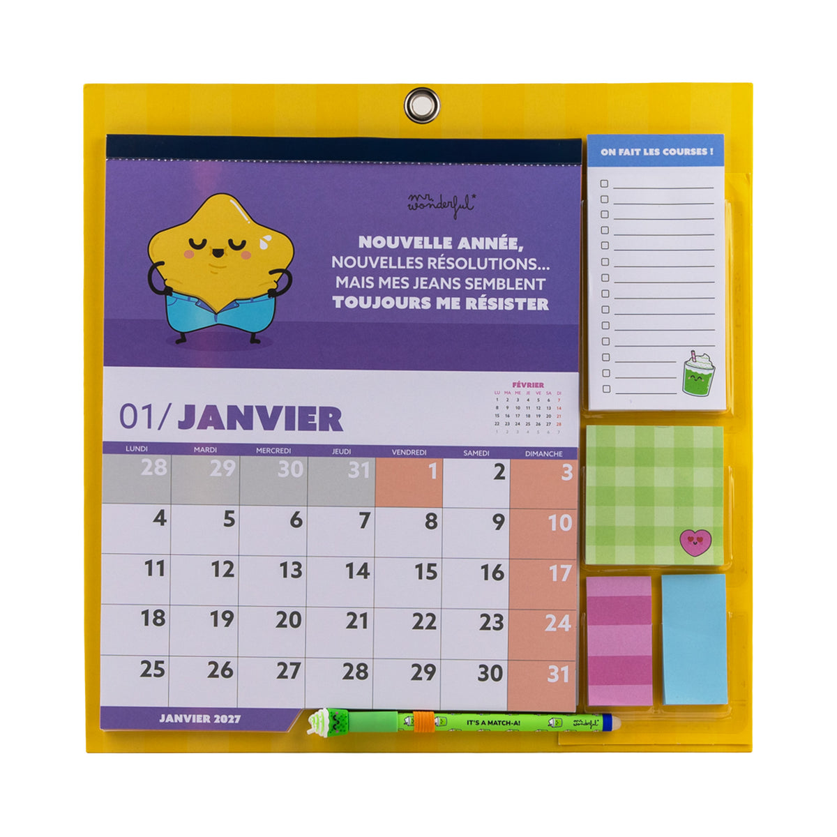 Calendrier 2027 avec blocs de notes adhésives | Mr. Wonderful 