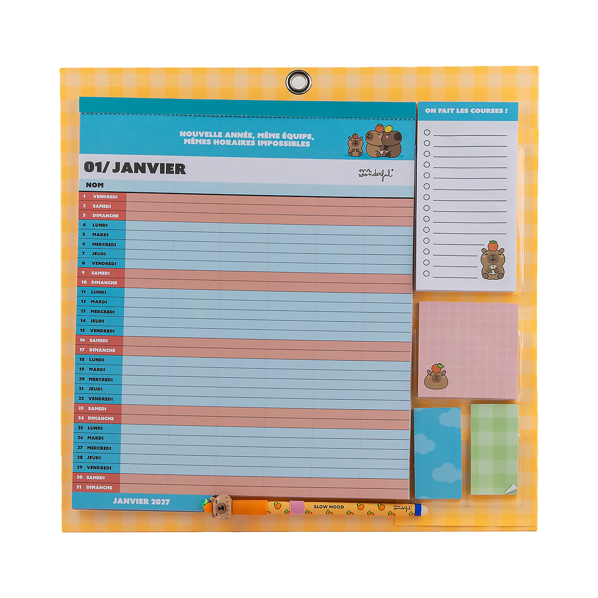Calendrier familial magnétique 2027 Mr. Wonderful 