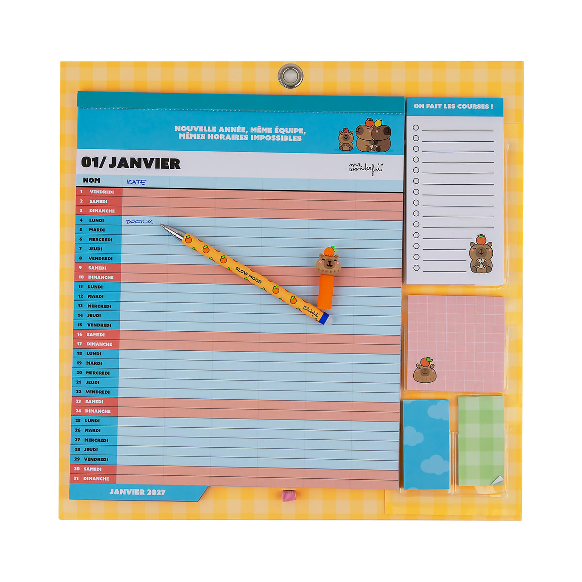 Calendrier mural familial 2027 avec capybaras | Mr. Wonderful 