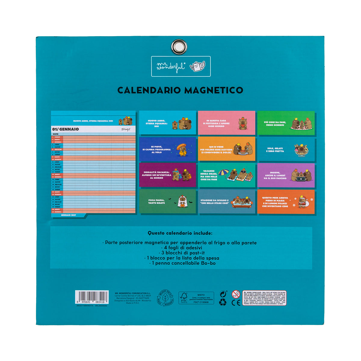 Calendario familiare 2027 con giorni festivi italiani | Mr. Wonderful 