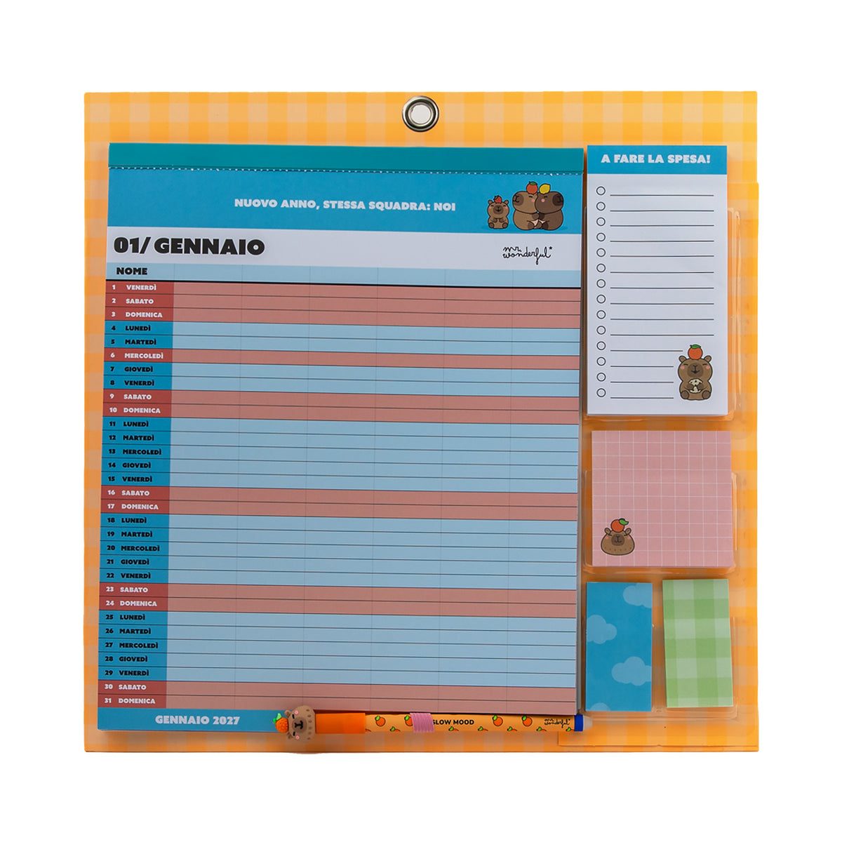 Calendario da parete familiare 2027 con capibara | Mr. Wonderful 