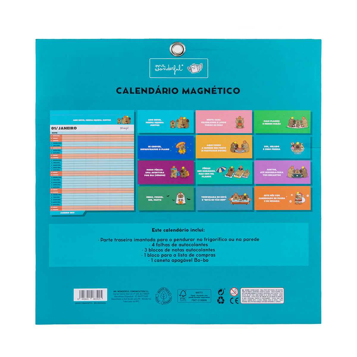 Calendário familiar 2027 com frases motivadoras | Mr. Wonderful 