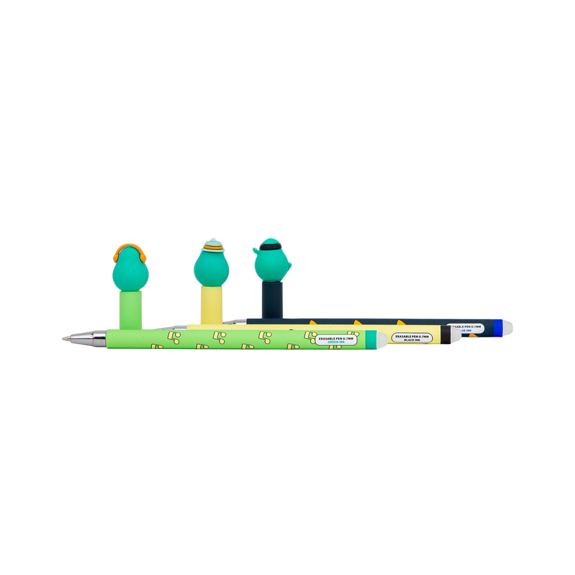 Set of 3 Bo-Bo Erasable Pens - Avocado Microphone + Guitar + Headphones