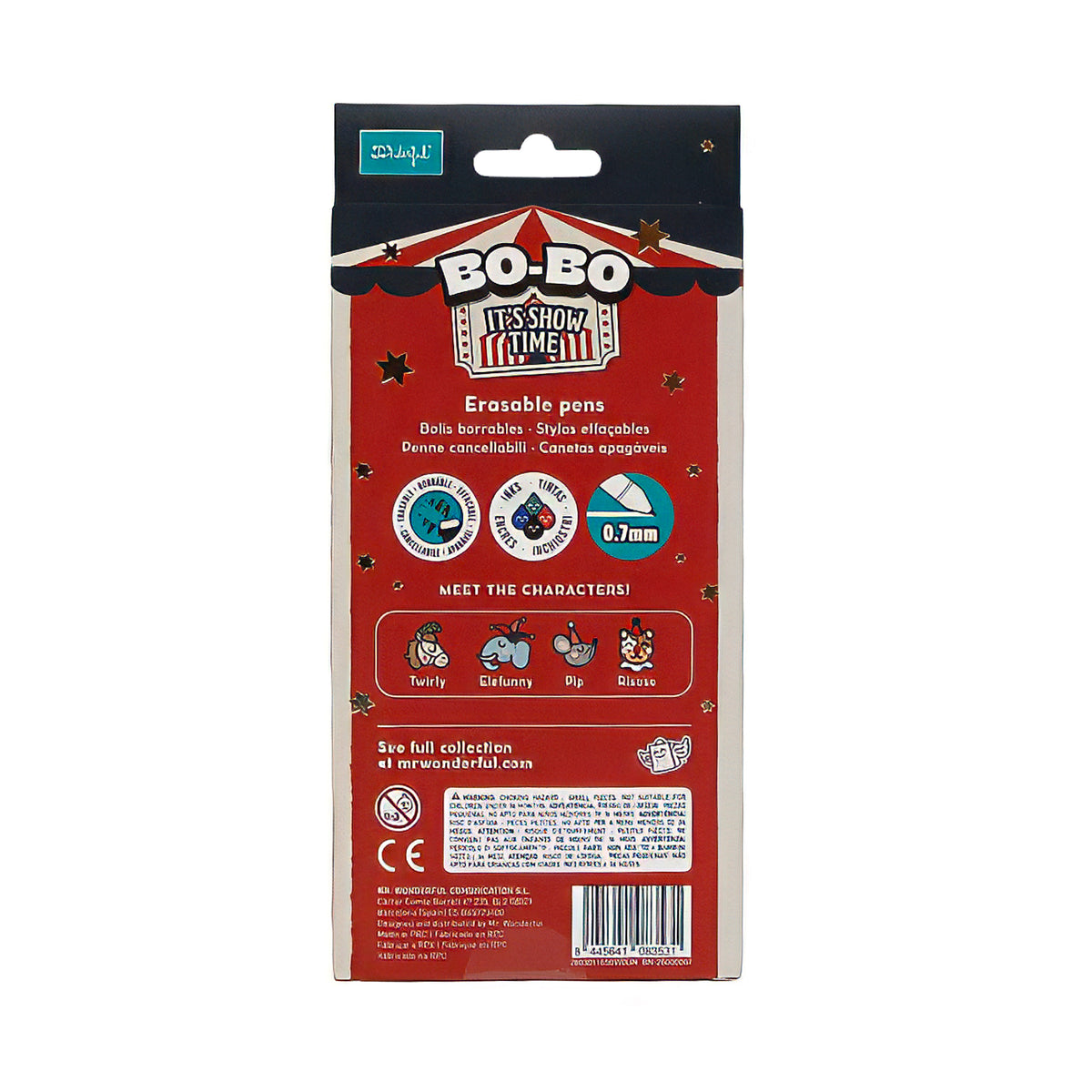Set de 4 Bolis borrables BO-BO tinta azul negra verde y roja regalo original de Mr. Wonderful