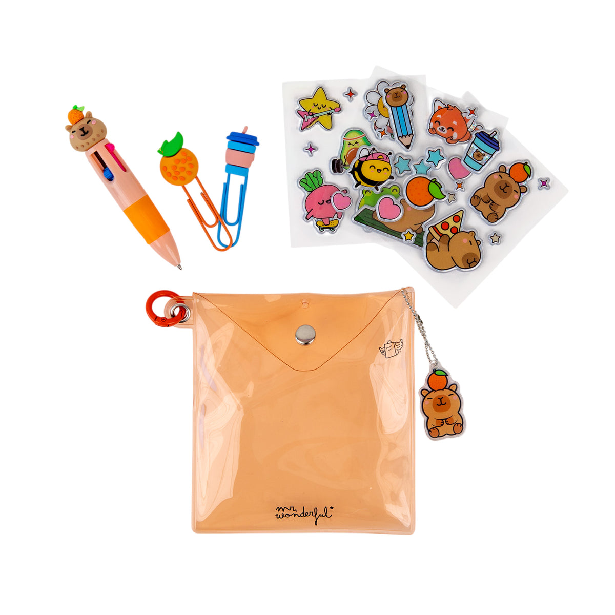 Kit Capibara con pegatinas y clips | Mr. Wonderful 
