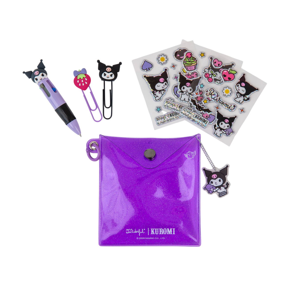 Kit Kuromi con pegatinas y clips| Mr. Wonderful