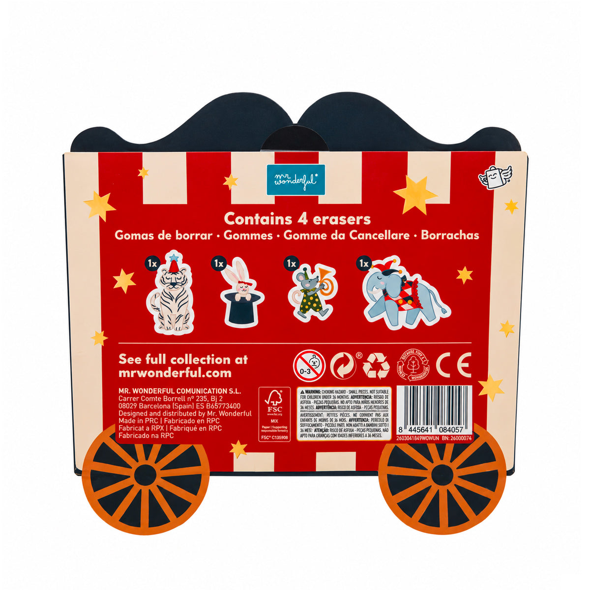 Set de 4 gomas de borrar Wonder Circus Mr. Wonderful