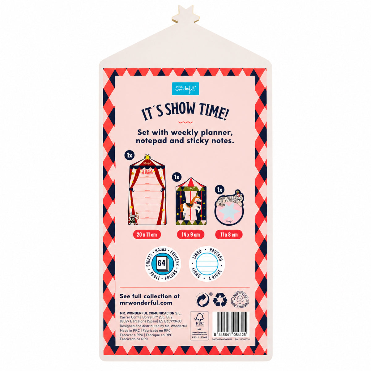 Blocs de notas con diseños de circo Mr. Wonderful