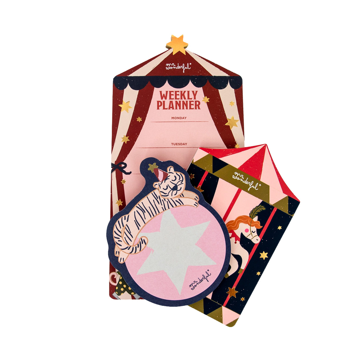 Blocs de notas con formas de circo Mr. Wonderful