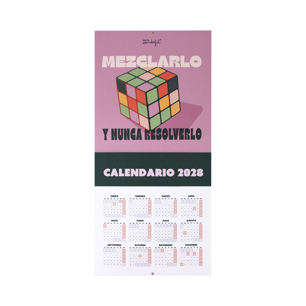 Calendario de pared 2027 con sobre de cartón Mr. Wonderful