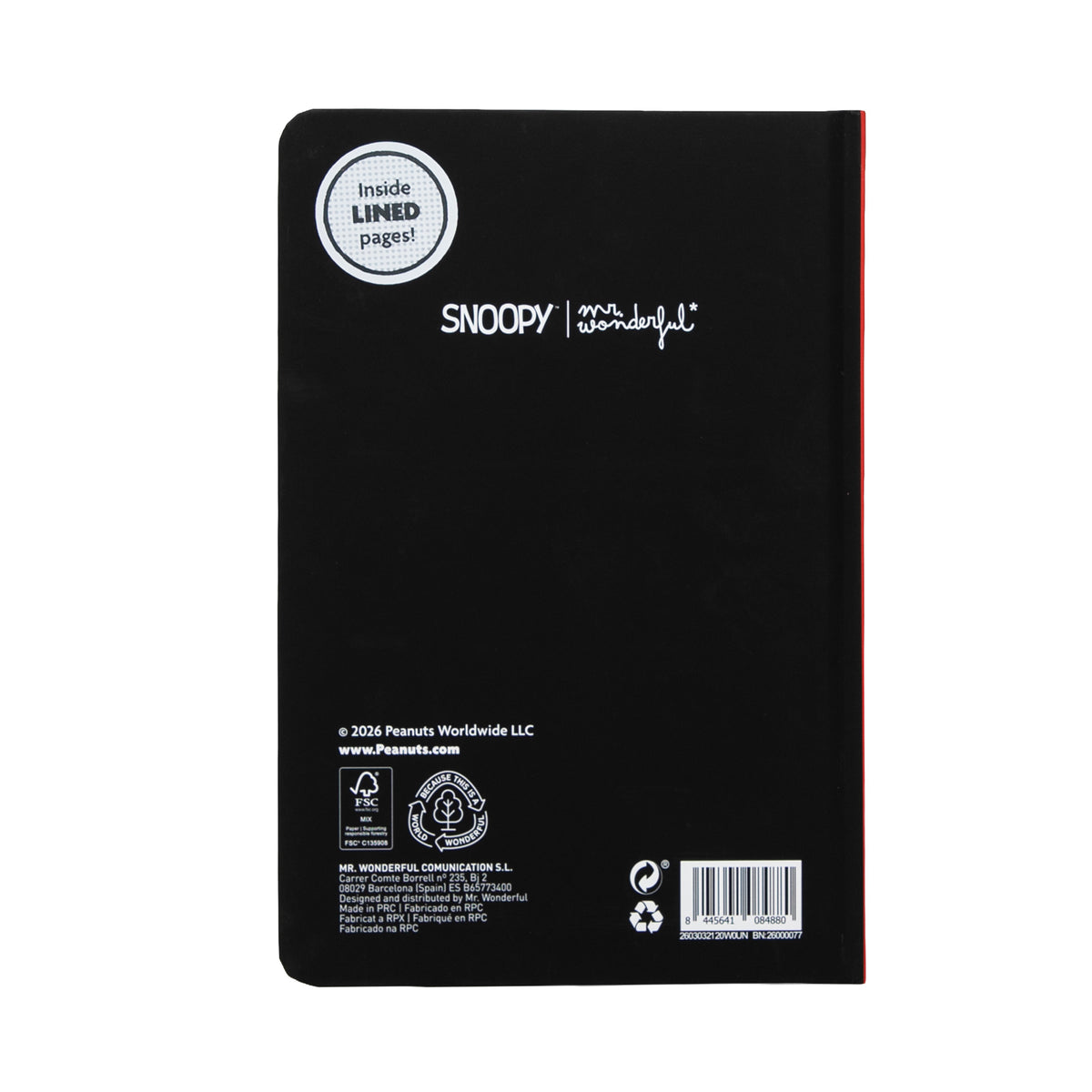 Libreta A5 con soporte para móvil Snoopy - There’s a good feeling to be had from sharing