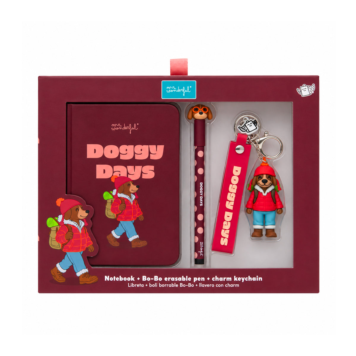 Set de libreta A6, llavero y boli borrable Bo-Bo Perro Doggy Days Mr. Wonderful