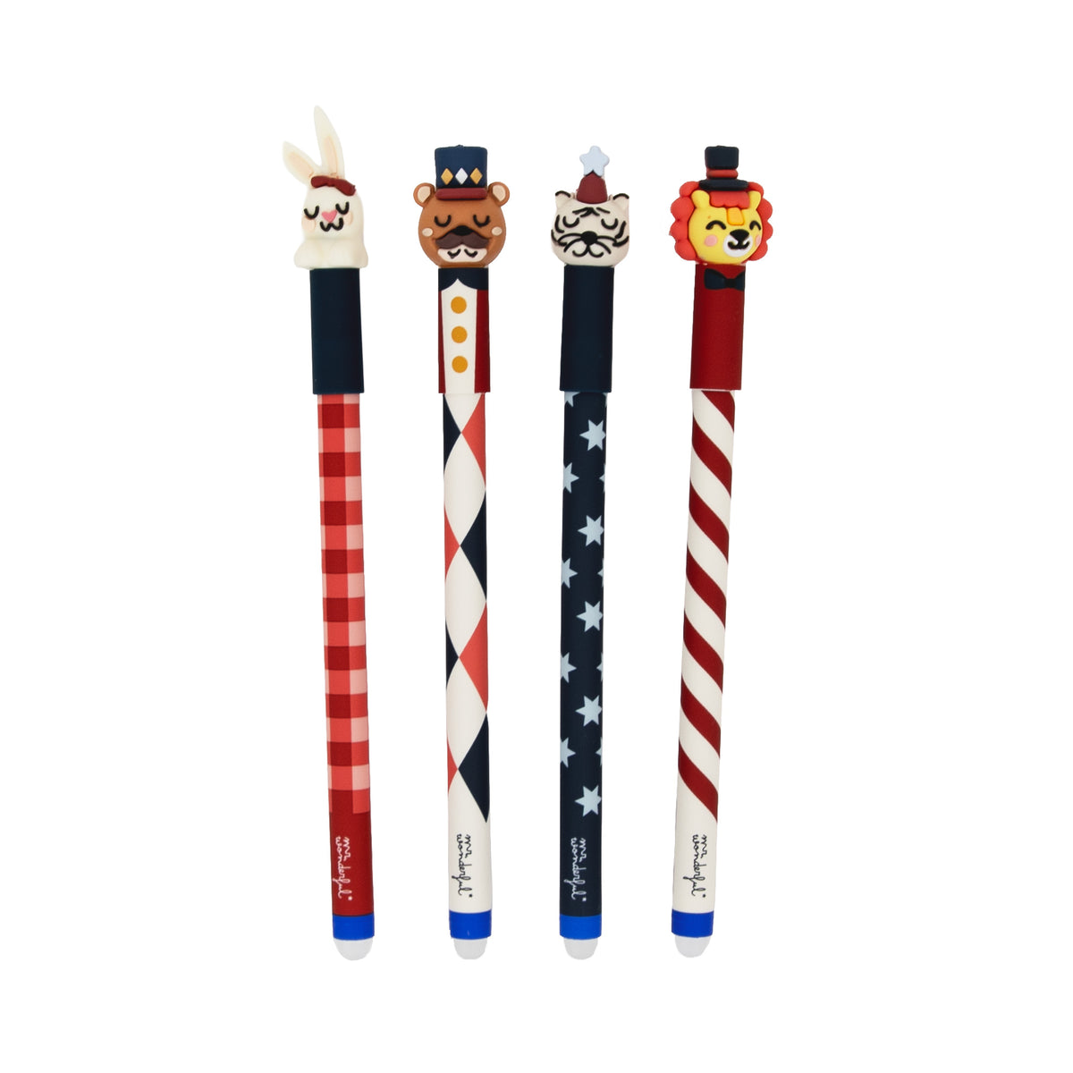 Set 4 Bolis borrables BO-BO tinta azul grosor 0,7mm regalo original de Mr. Wonderful 