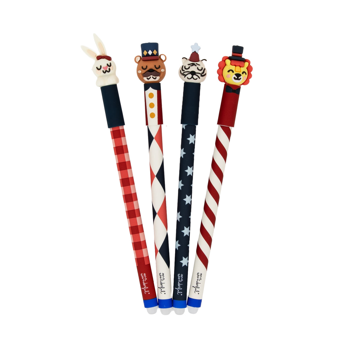 Set 4 Bolis borrables BO-BO tinta azul grosor 0,7mm regalo original de Mr. Wonderful 