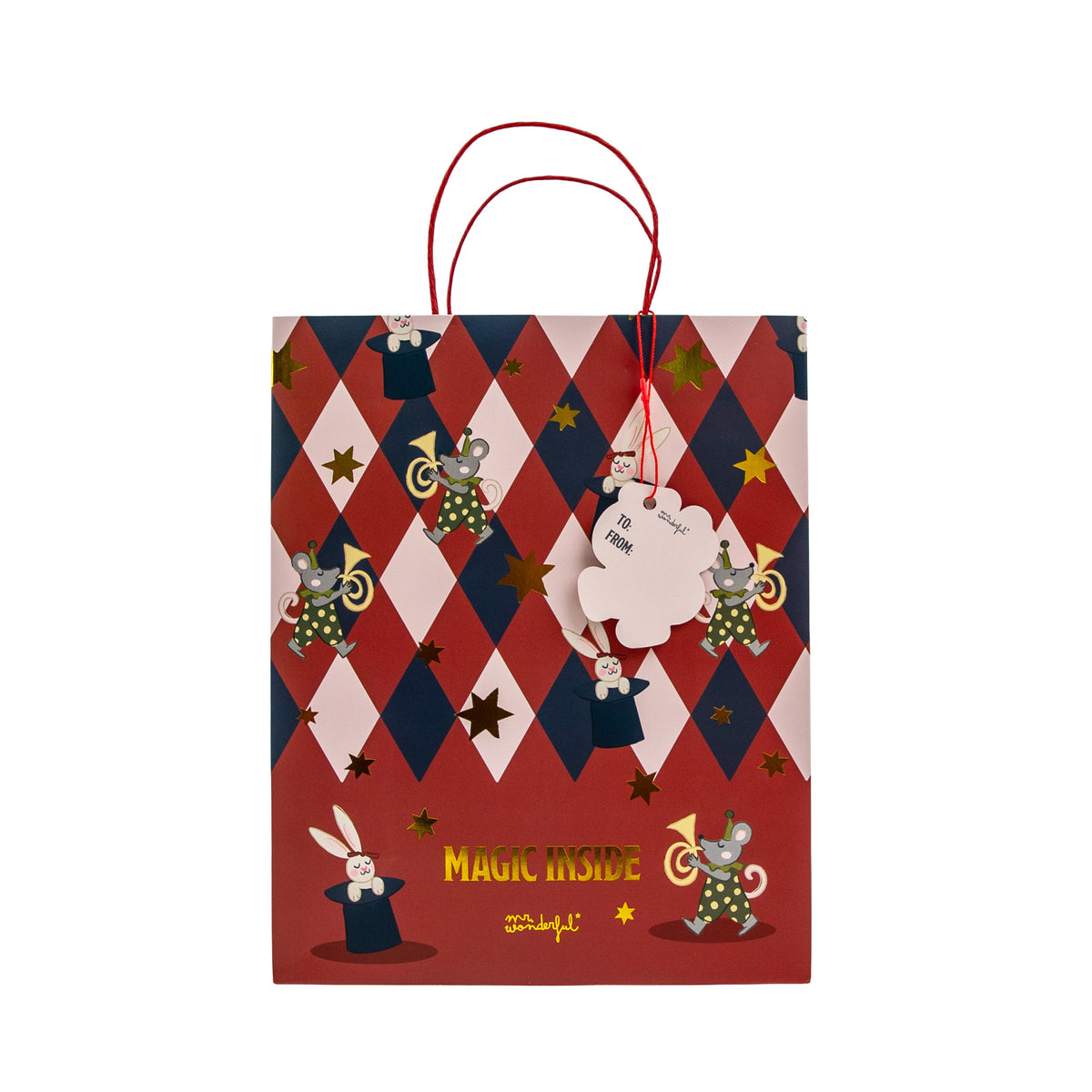 Bolsa de regalo original de Mr. Wonderful de color rojo y de ratones 