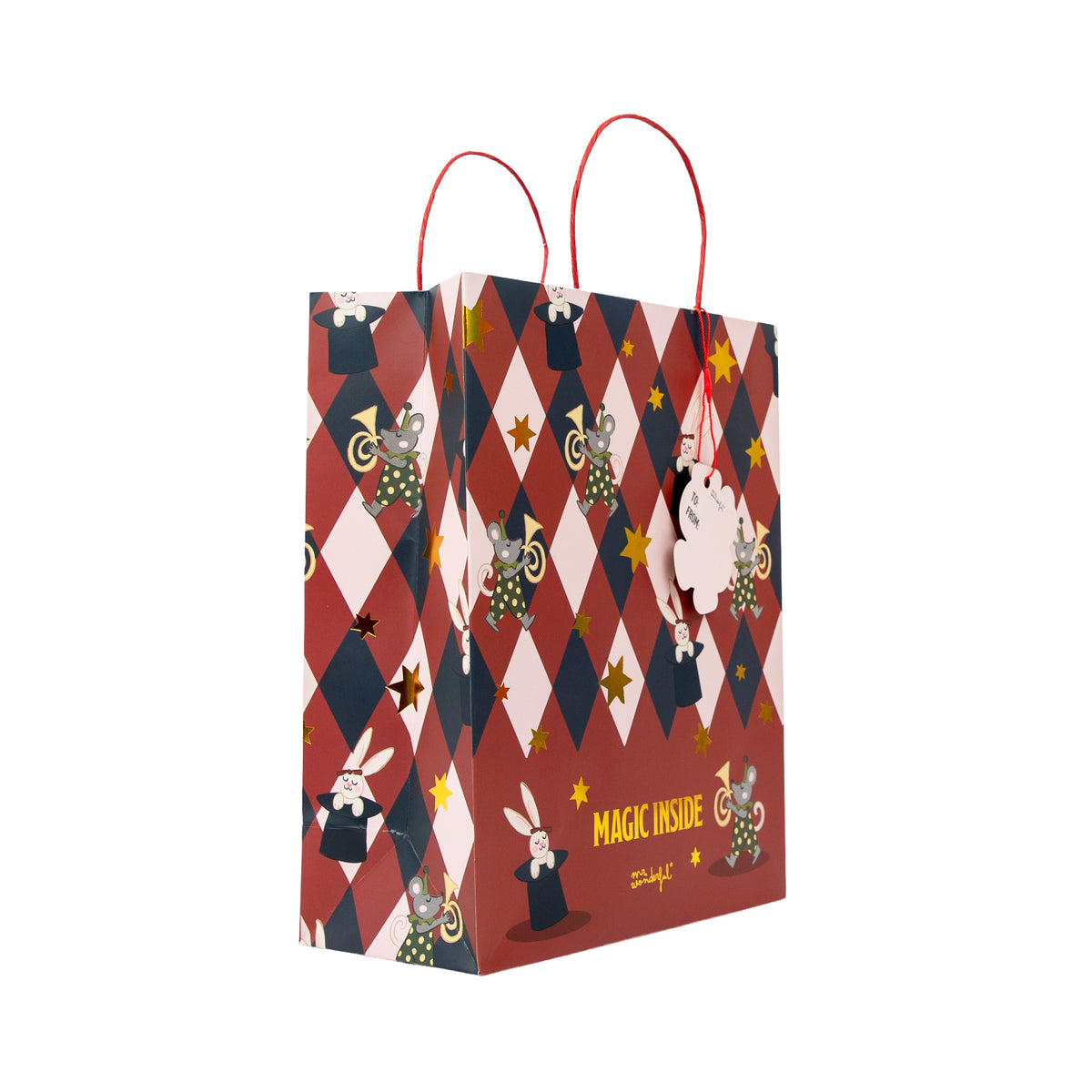Bolsa de regalo original de Mr. Wonderful de color rojo y de ratones 