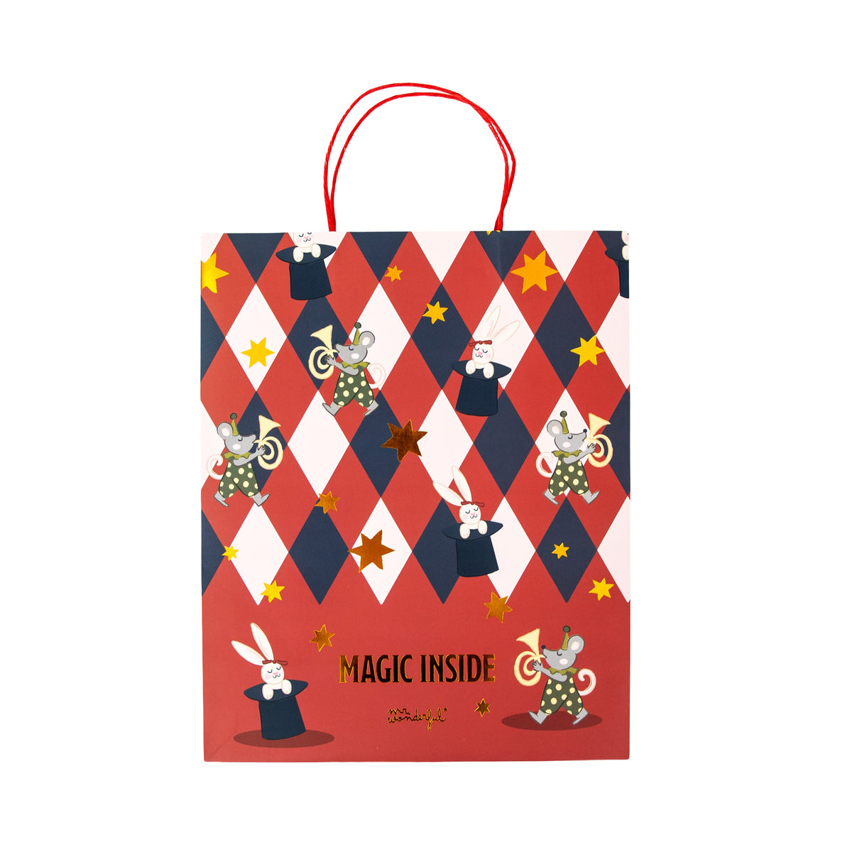 Bolsa de regalo original de Mr. Wonderful de color rojo y de ratones 
