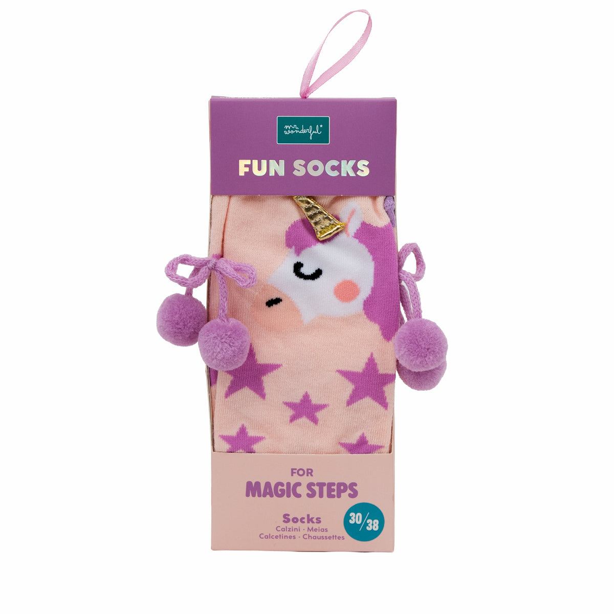 Calcetines divertidos de unicornio rosa un regalo original de Mr. Wonderful