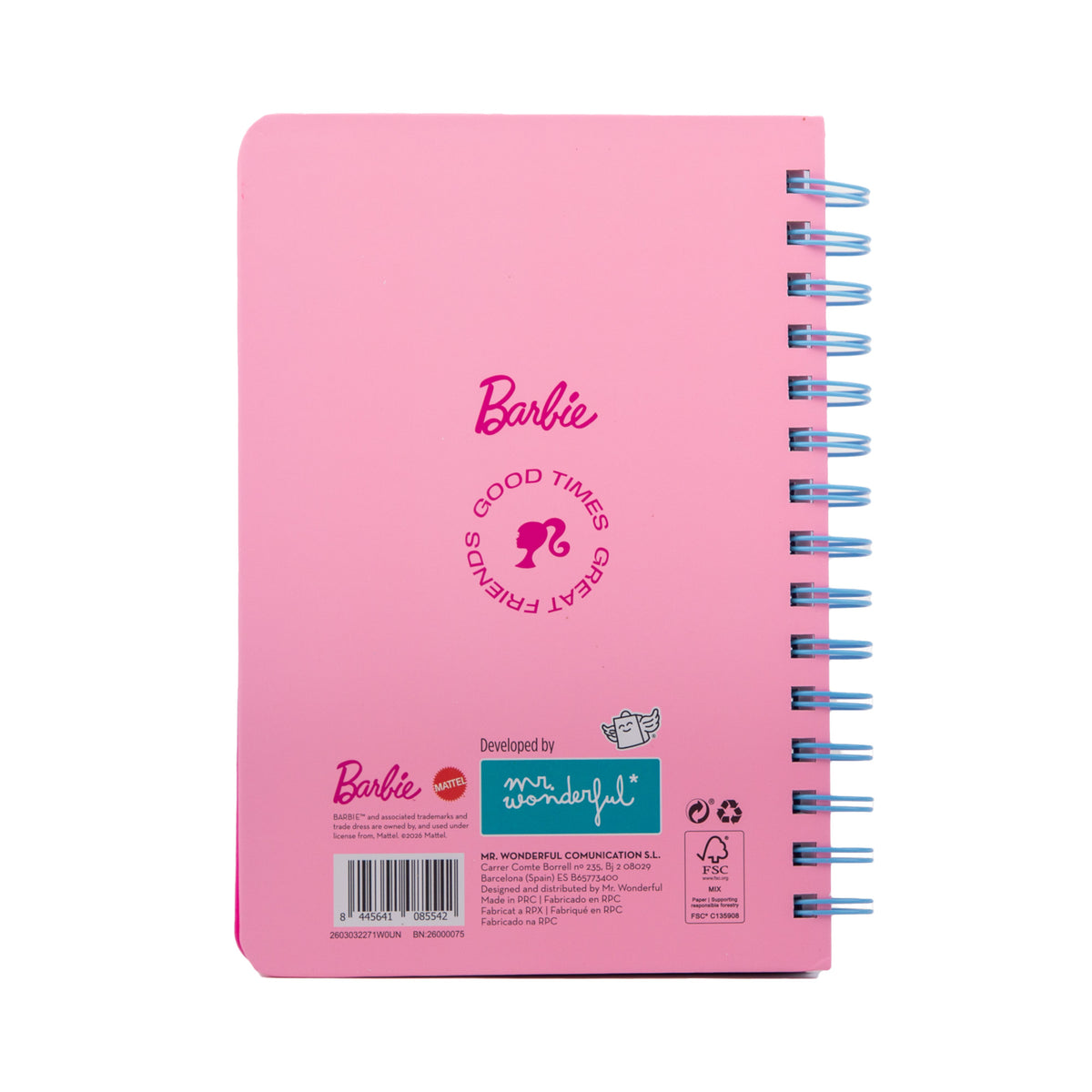 Libreta A5 squishy para notas Barbie Mr. Wonderful