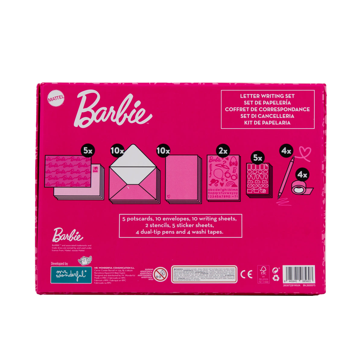 Set de papelería Barbie con certificación FSC Mr. Wonderful