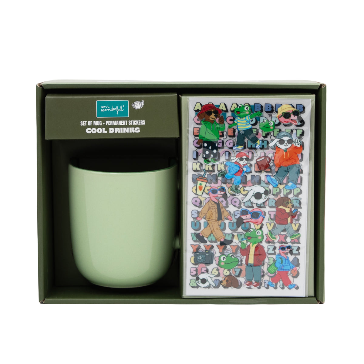 Set de taza con stickers permanentes Cool Drinks Mr. Wonderful