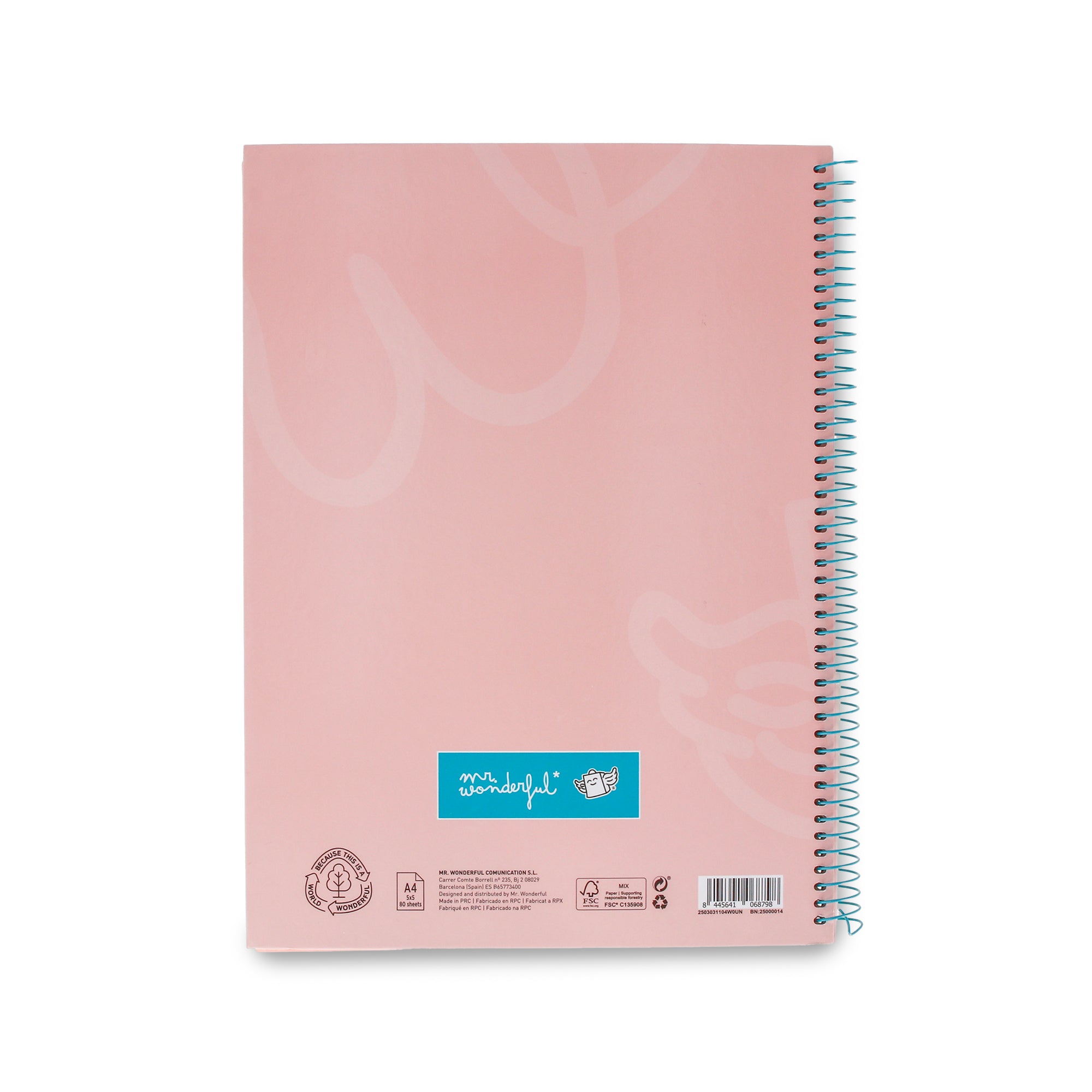 Libreta A4 rosa 80 hojas - Cuadriculada y microperforada
