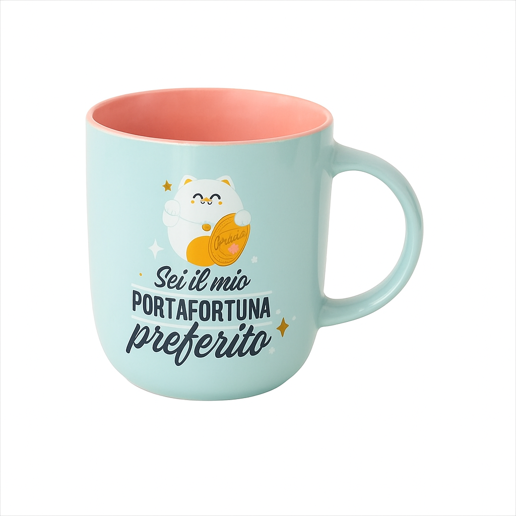 Tazza con messaggio in italiano Mr. Wonderful - Sei il mio portafortuna preferito
